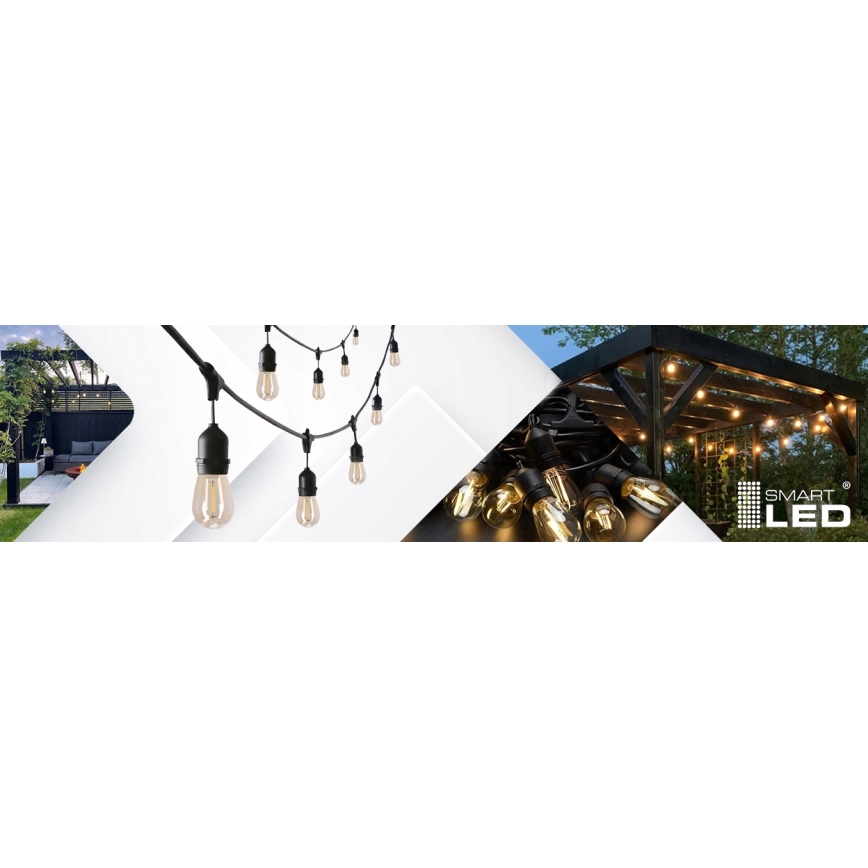 LED εξωτερική διακοσμητική αλυσίδα 20xE27/1W/230V 11,44 m IP44 μαύρη