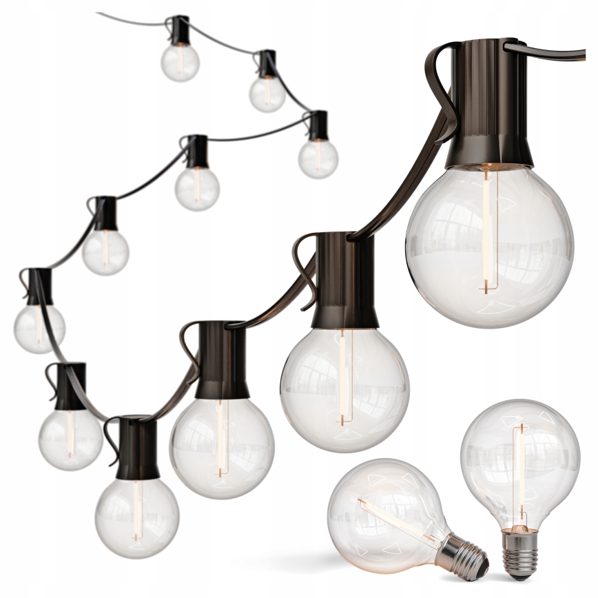 LED εξωτερική διακοσμητική αλυσίδα 25xE12/1W/230V 17,5 m IP65 μαύρη