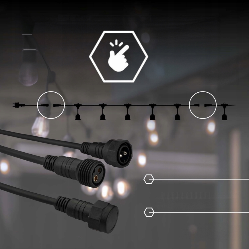 LED εξωτερική διακοσμητική αλυσίδα 30xE27/1W/230V 16,44 m IP44 μαύρη