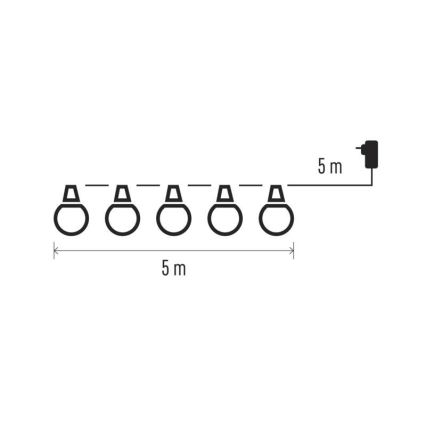 LED εξωτερική διακοσμητική γιρλάντα 10xLED/10m IP44 διάφανη