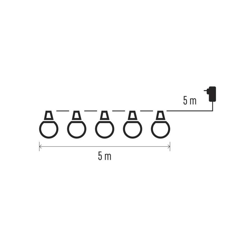 LED εξωτερική διακοσμητική γιρλάντα 10xLED/10m IP44 διάφανη