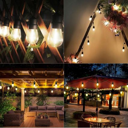 LED εξωτερική διακοσμητική γιρλάντα 15xE27/1W/230V 15,94 m IP44 μαύρη