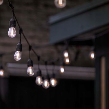 LED εξωτερική διακοσμητική γιρλάντα 15xE27/1W/230V 15,94 m IP44 μαύρη