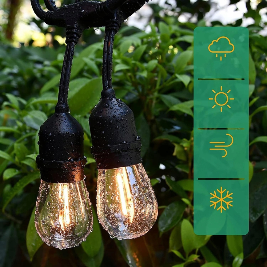 LED εξωτερική διακοσμητική γιρλάντα 15xE27/1W/230V 15,94 m IP44 μαύρη