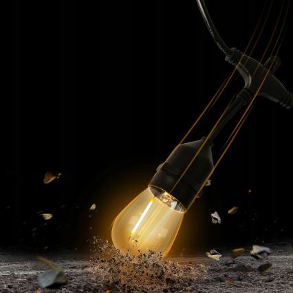 LED εξωτερική διακοσμητική γιρλάντα 15xE27/1W/230V 15,94 m IP44 μαύρη