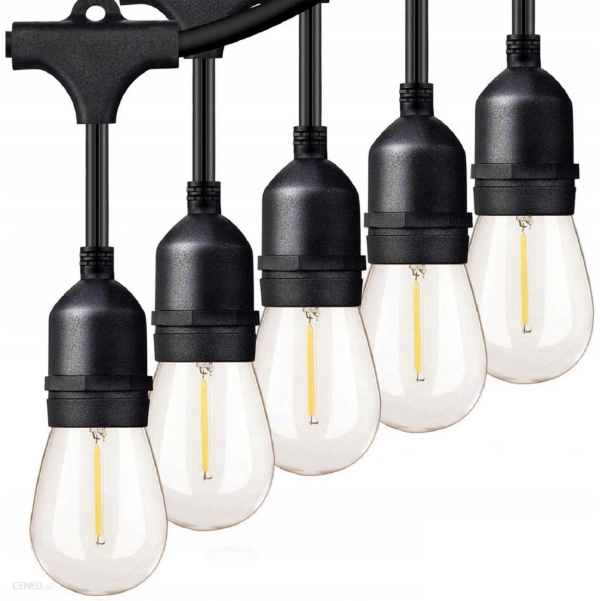 LED εξωτερική διακοσμητική γιρλάντα 15xE27/1W/230V 15,94 m IP44 μαύρη