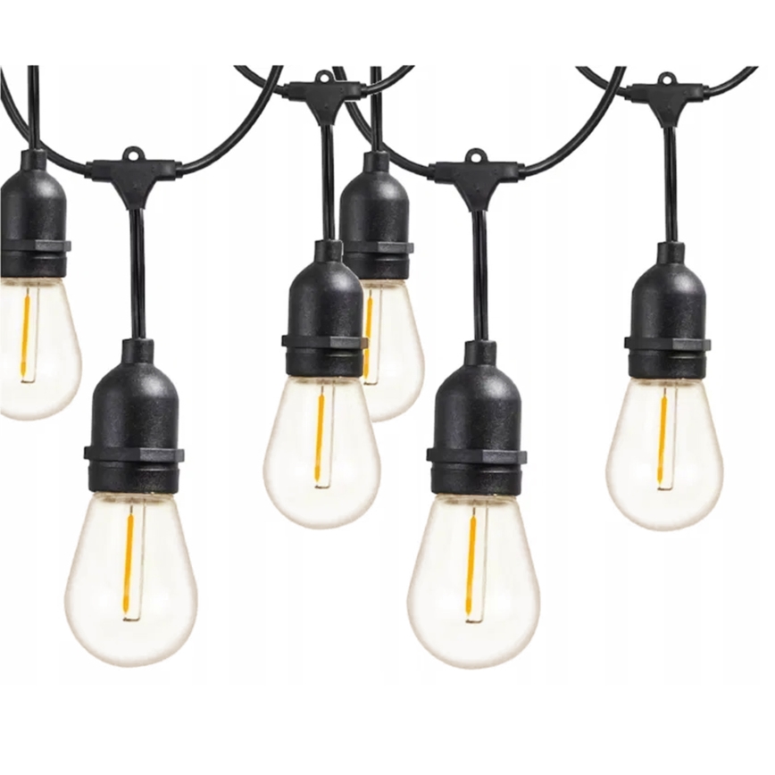 LED εξωτερική διακοσμητική γιρλάντα 15xE27/1W/230V 15,94 m IP44 μαύρη