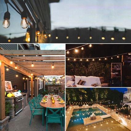 LED εξωτερική διακοσμητική γιρλάντα 5xE27/1W/230V 5,94 m IP44 μαύρη