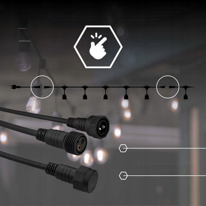 LED εξωτερική διακοσμητική γιρλάντα 5xE27/1W/230V 5,94 m IP44 μαύρη