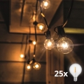 LED Εξωτερική διακοσμητική γιρλάντα GIRLANDA 25xE12 20m IP44 θερμό λευκό