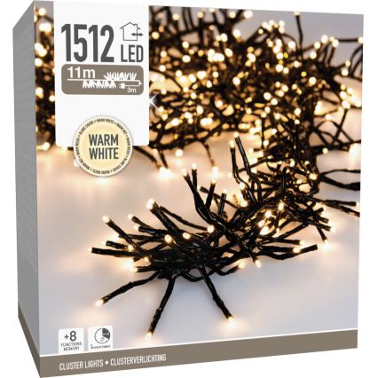 LED εξωτερική χριστουγεννιάτικη γιρλάντα 1512xLED/230V/8 λειτουργίες 14 m IP44 ζεστό λευκό