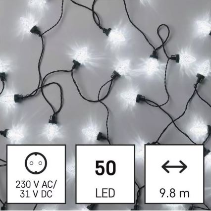 LED εξωτερική χριστουγεννιάτικη γιρλάντα 50xLED/8 λειτουργίες 14,8 m IP44 ψυχρό λευκό