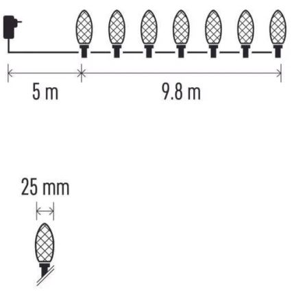 LED εξωτερική χριστουγεννιάτικη γιρλάντα 50xLED/8 λειτουργίες 14,8 m IP44 ψυχρό λευκό