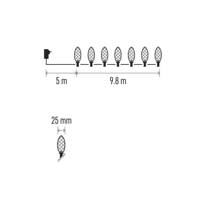 LED εξωτερική χριστουγεννιάτικη γιρλάντα 50xLED/8 λειτουργίες 14,8 m IP44 ψυχρό λευκό