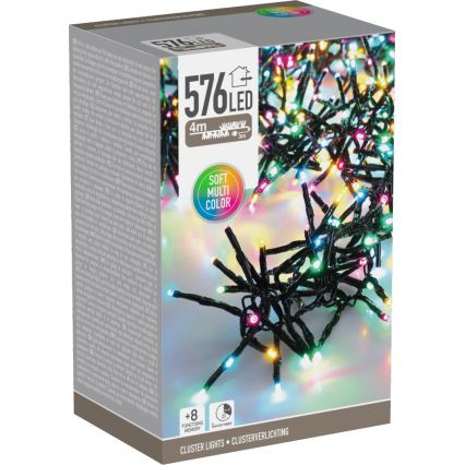 LED Εξωτερική χριστουγεννιάτικη γιρλάντα 576xLED/230V/8 λειτουργίες 7,2 m IP44 πολύχρωμη