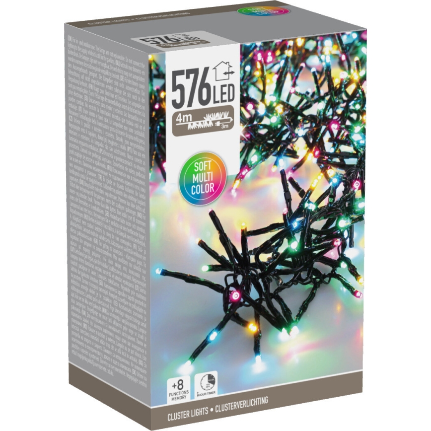 LED Εξωτερική χριστουγεννιάτικη γιρλάντα 576xLED/230V/8 λειτουργίες 7,2 m IP44 πολύχρωμη