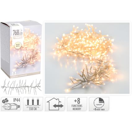 LED Εξωτερική χριστουγεννιάτικη γιρλάντα 768xLED/230V/8 λειτουργίες 8,5 m IP44 θερμό λευκό