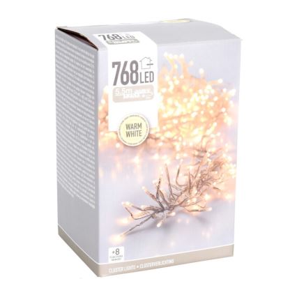 LED Εξωτερική χριστουγεννιάτικη γιρλάντα 768xLED/230V/8 λειτουργίες 8,5 m IP44 θερμό λευκό