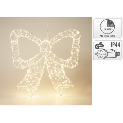 LED Εξωτερική χριστουγεννιάτικη διακόσμηση 720xLED/6W/230V 46 cm IP44 θερμό λευκό φιόγκος/λευκός
