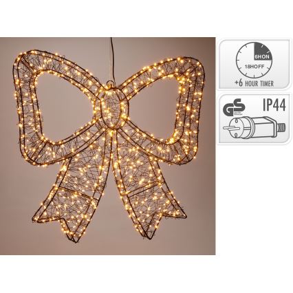 LED εξωτερική χριστουγεννιάτικη διακόσμηση 720xLED/6W/230V 46 cm IP44 θερμό λευκό φιόγκος/μαύρο