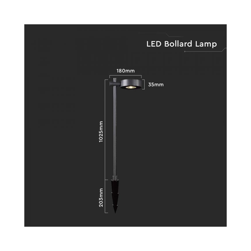 LED εξωτερικό φωτιστικό LED/7W/230V 3000K IP65 μαύρο 102 εκ.