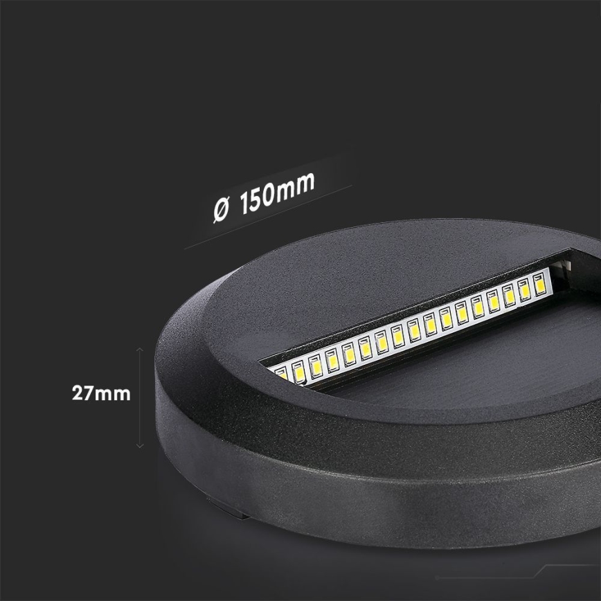 LED Εξωτερικό φωτιστικό σκάλας LED/2W/230V IP65 3000K μαύρο