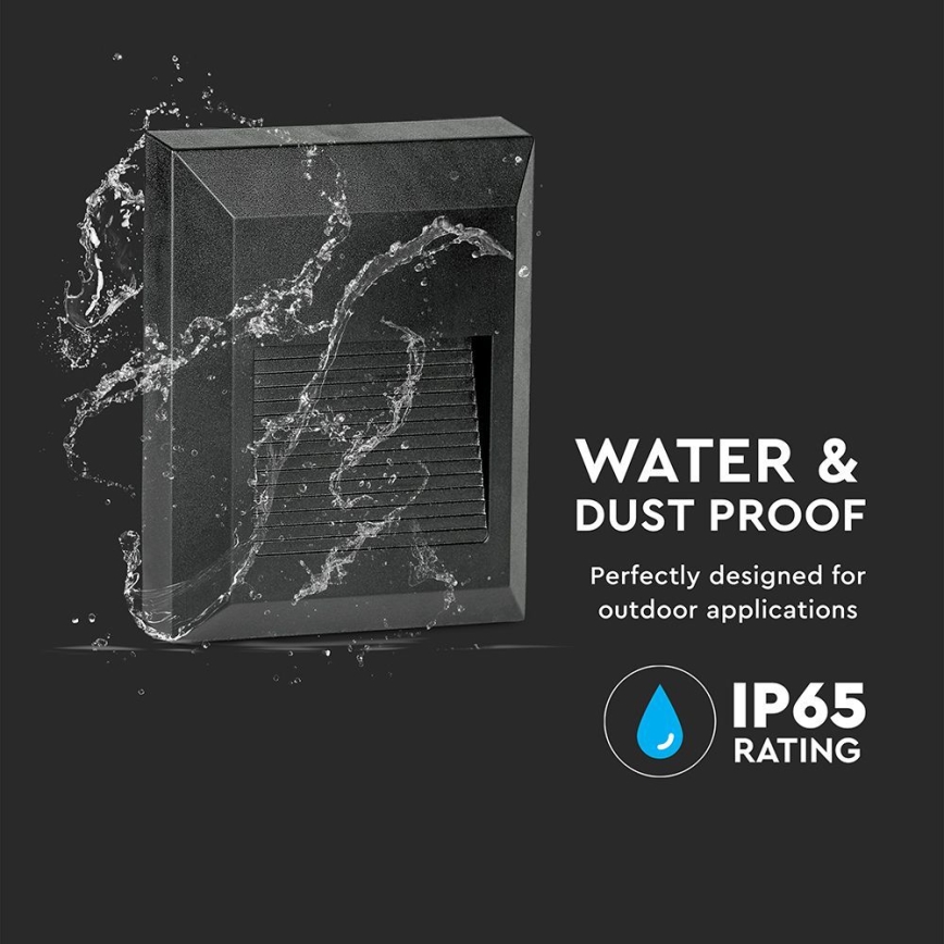 LED Εξωτερικό φωτιστικό σκάλας LED/2W/230V IP65 3000K μαύρο