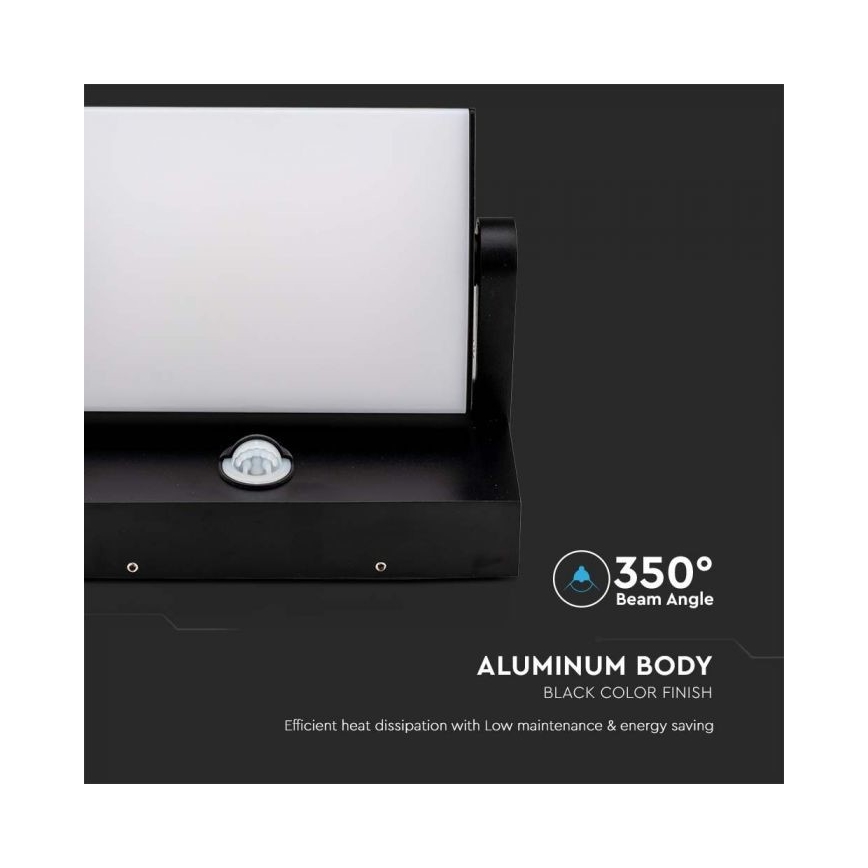 Εξωτερικό επιτοίχιο φωτιστικό LED με αισθητήρα LED/17W/230V 3000K IP65 μαύρο
