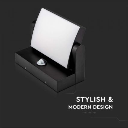 Εξωτερικό επιτοίχιο φωτιστικό LED με αισθητήρα LED/17W/230V 4000K IP65 μαύρο