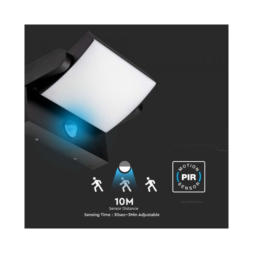 Εξωτερικό επιτοίχιο φωτιστικό LED με αισθητήρα LED/17W/230V 4000K IP65 μαύρο