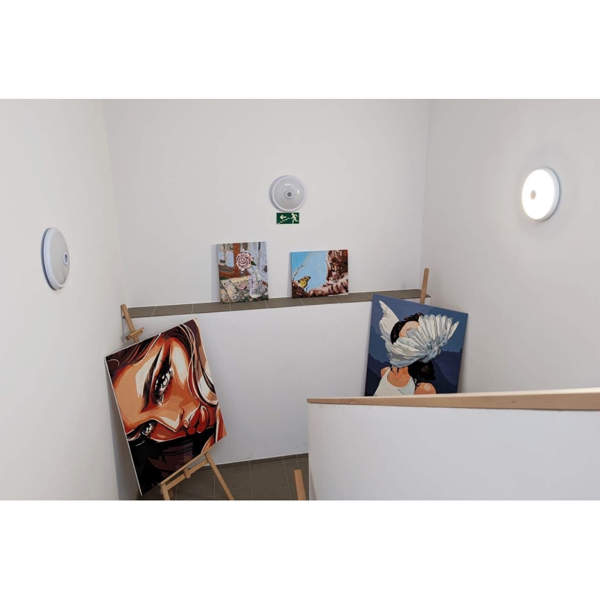 LED φωτιστικό οροφής για εξωτερικούς χώρους με αισθητήρα κίνησης και λυκόφωτος LED/16W/230V Ø 28,5 cm IP54 λευκό