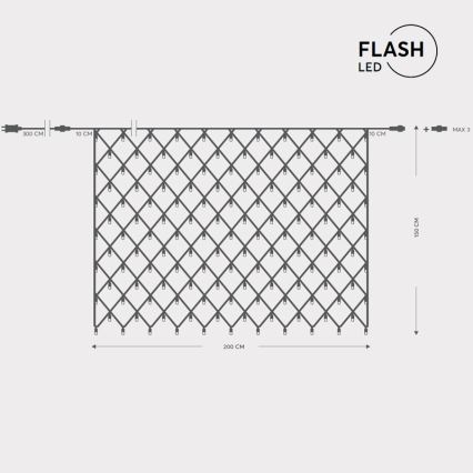 LED Εξωτερικό φωτιζόμενο δίχτυ NET 240xLED/7,2W/230V 1,5x2 m IP44 θερμό λευκό