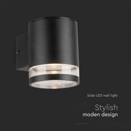 LED Εξωτερικό ηλιακό φωτιστικό τοίχου LED/1W/3,7V 3000K IP54 1200 mAh μαύρο