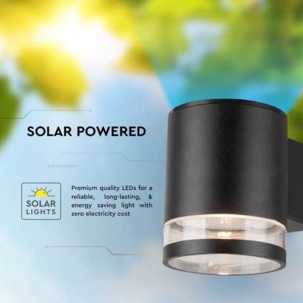 LED Εξωτερικό ηλιακό φωτιστικό τοίχου LED/1W/3,7V 3000K IP54 1200 mAh μαύρο