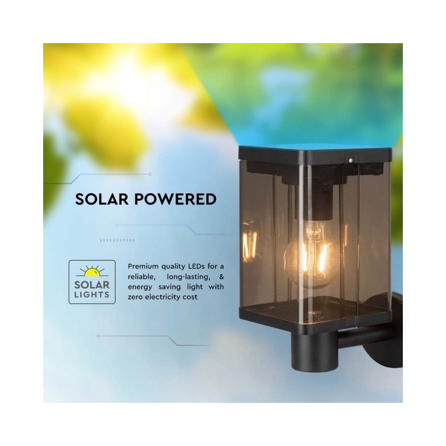 LED Εξωτερικό ηλιακό φωτιστικό τοίχου με αισθητήρα LED/2,5W/3,7V 3000K IP54 2000 mAh