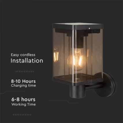 LED Εξωτερικό ηλιακό φωτιστικό τοίχου με αισθητήρα LED/2,5W/3,7V 3000K IP54 2000 mAh