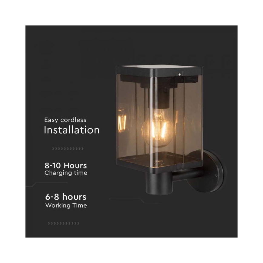 LED Εξωτερικό ηλιακό φωτιστικό τοίχου με αισθητήρα LED/2,5W/3,7V 3000K IP54 2000 mAh