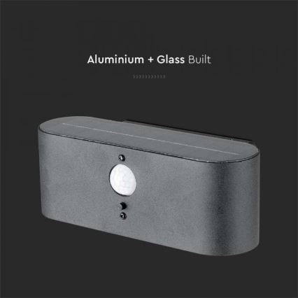 LED Εξωτερικό ηλιακό φωτιστικό τοίχου με αισθητήρα LED/2,5W/3,7V 3000K IP54 2000 mAh