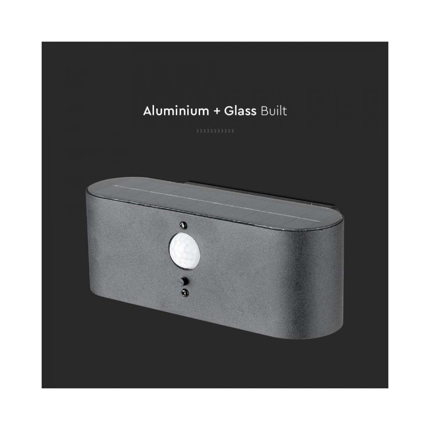 LED Εξωτερικό ηλιακό φωτιστικό τοίχου με αισθητήρα LED/2,5W/3,7V 3000K IP54 2000 mAh