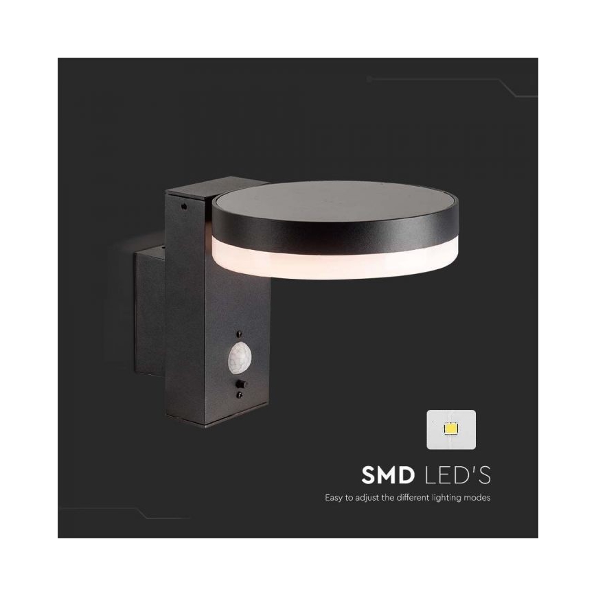 LED Εξωτερικό ηλιακό επιτοίχιο φωτιστικό με αισθητήρα LED/5,5W/3,7V 3000K IP54 2000 mAh