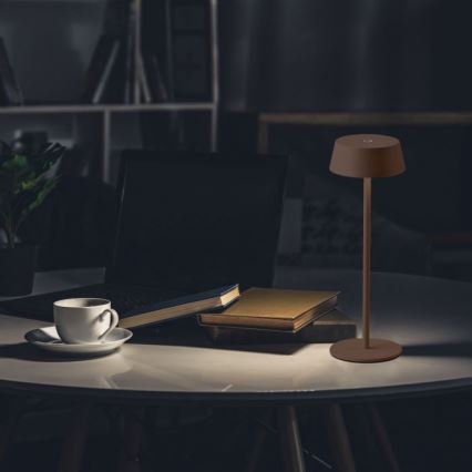 LED Εξωτερικό επιτραπέζιο φωτιστικό με ρυθμιζόμενη ένταση, επαναφορτιζόμενο, αφής LED/2W/5V 4400 mAh IP54 καφέ