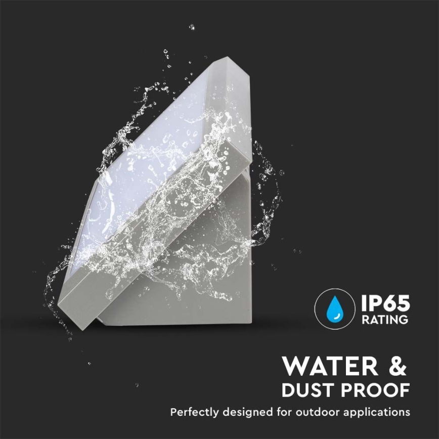 Εξωτερικό επιτοίχιο φωτιστικό LED/12W/230V 3000K IP65 γκρι