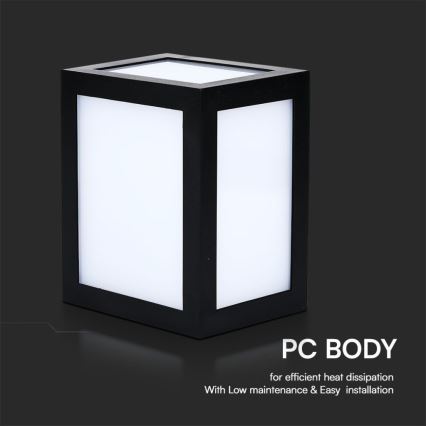 LED εξωτερικό επιτοίχιο φωτιστικό LED/12W/230V 6400K IP65 μαύρο