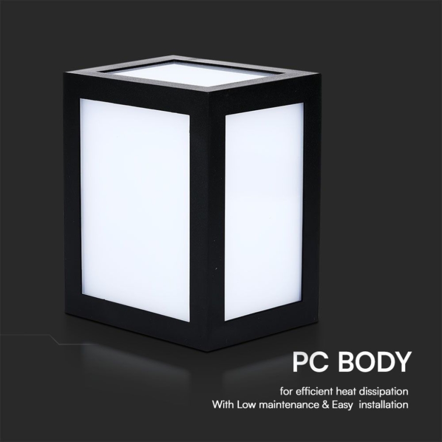 LED εξωτερικό επιτοίχιο φωτιστικό LED/12W/230V 6400K IP65 μαύρο
