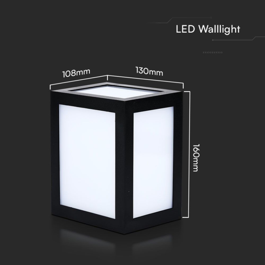 LED εξωτερικό επιτοίχιο φωτιστικό LED/12W/230V 6400K IP65 μαύρο