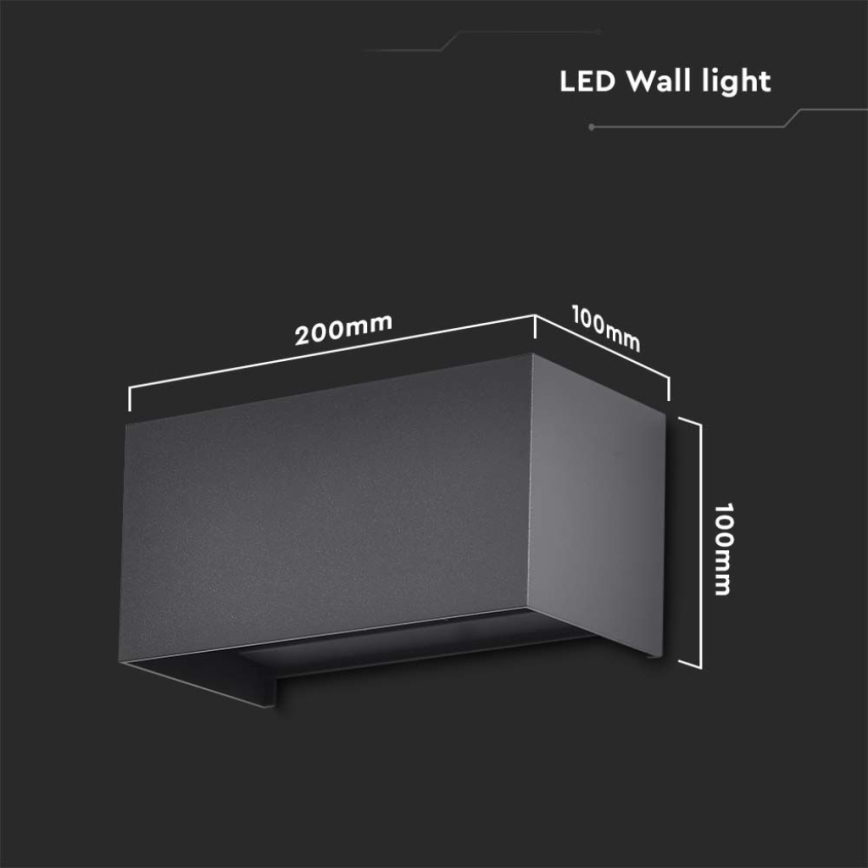 LED εξωτερικό επιτοίχιο φωτιστικό LED/24W/230V 3000K IP65 μαύρο