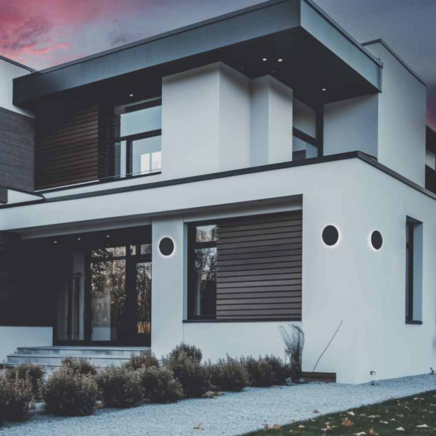 LED Εξωτερικό Επιτοίχιο Φωτιστικό PIATTA LED/9W/230V 3000/4000/6000K διάμ. 12 εκ. IP44 μαύρο