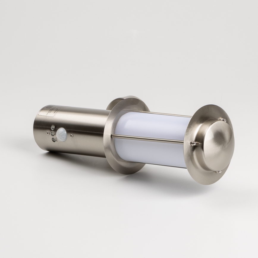 Εξωτερικό επιτοίχιο φωτιστικό LED με αισθητήρα κίνησης 1xE27/4,9W/230V IP44 ματ χρώμιο