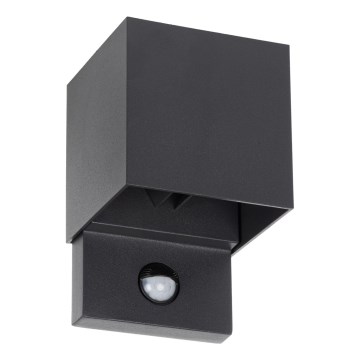 LED εξωτερικό επιτοίχιο φωτιστικό με αισθητήρα κίνησης και λυκόφωτος REKA LED/7W/230V IP54 ανθρακί τετράγωνο
