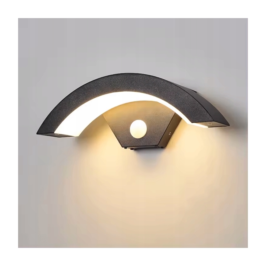 LED εξωτερικό επιτοίχιο φωτιστικό με αισθητήρα κίνησης LED/10W/230V IP54 μαύρο